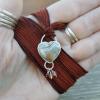 Crazy lace agate & sterling heart pendant